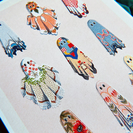 Cozy Ghosts Art Print - Multiple Size Options