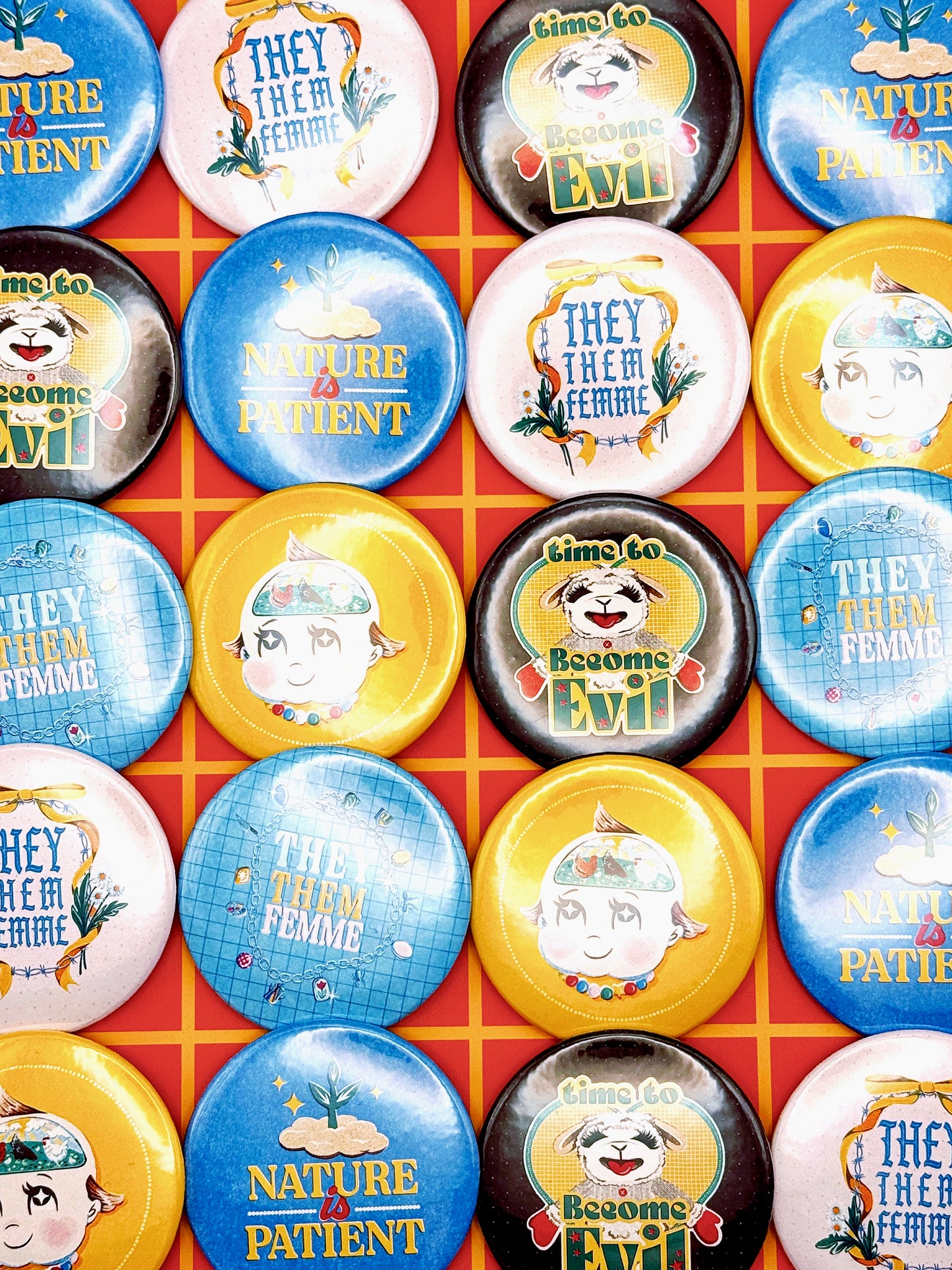 They Them Femme Button Badge - Multiple Styles Available