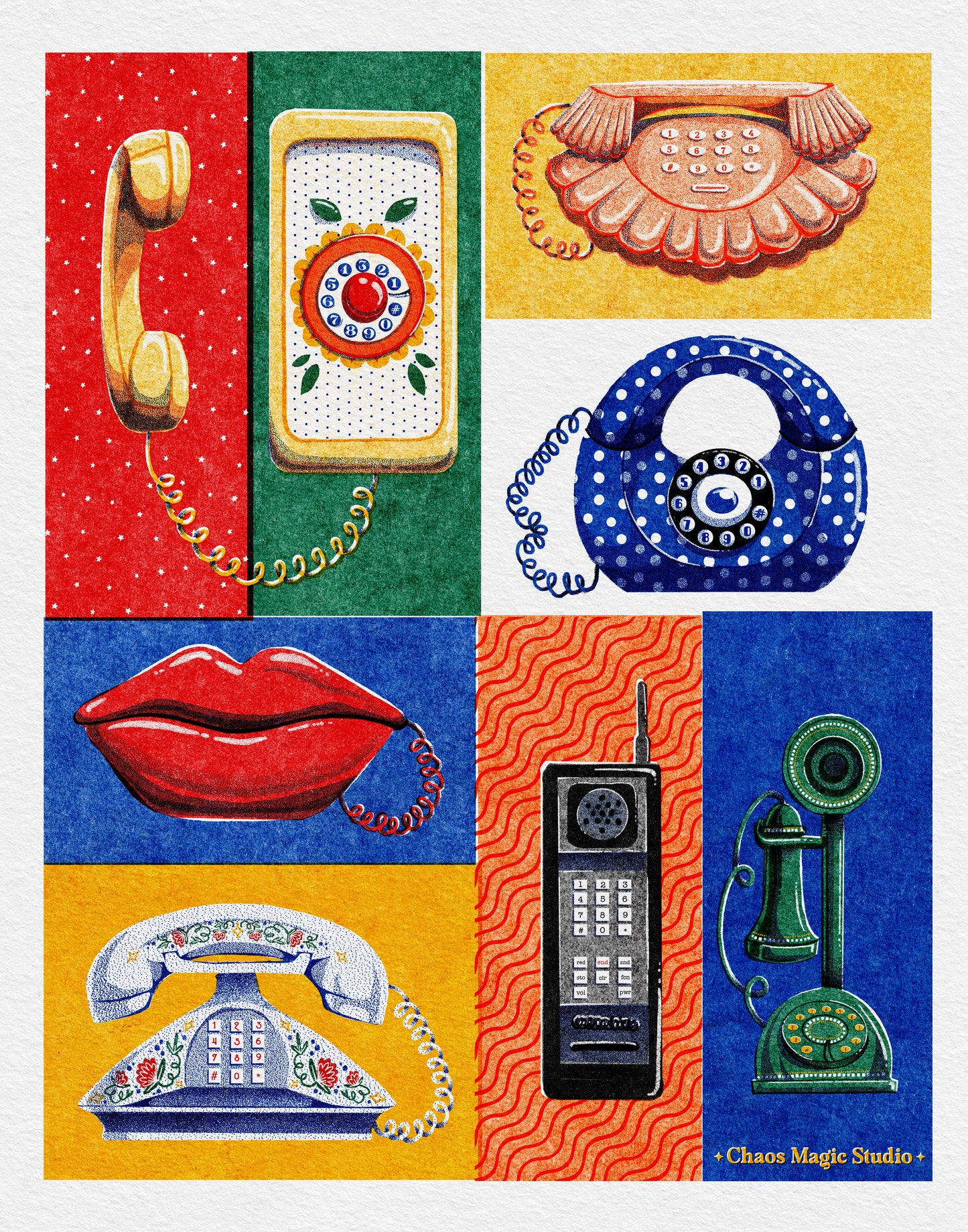 Vintage Phones Art Print - Multiple Sizes