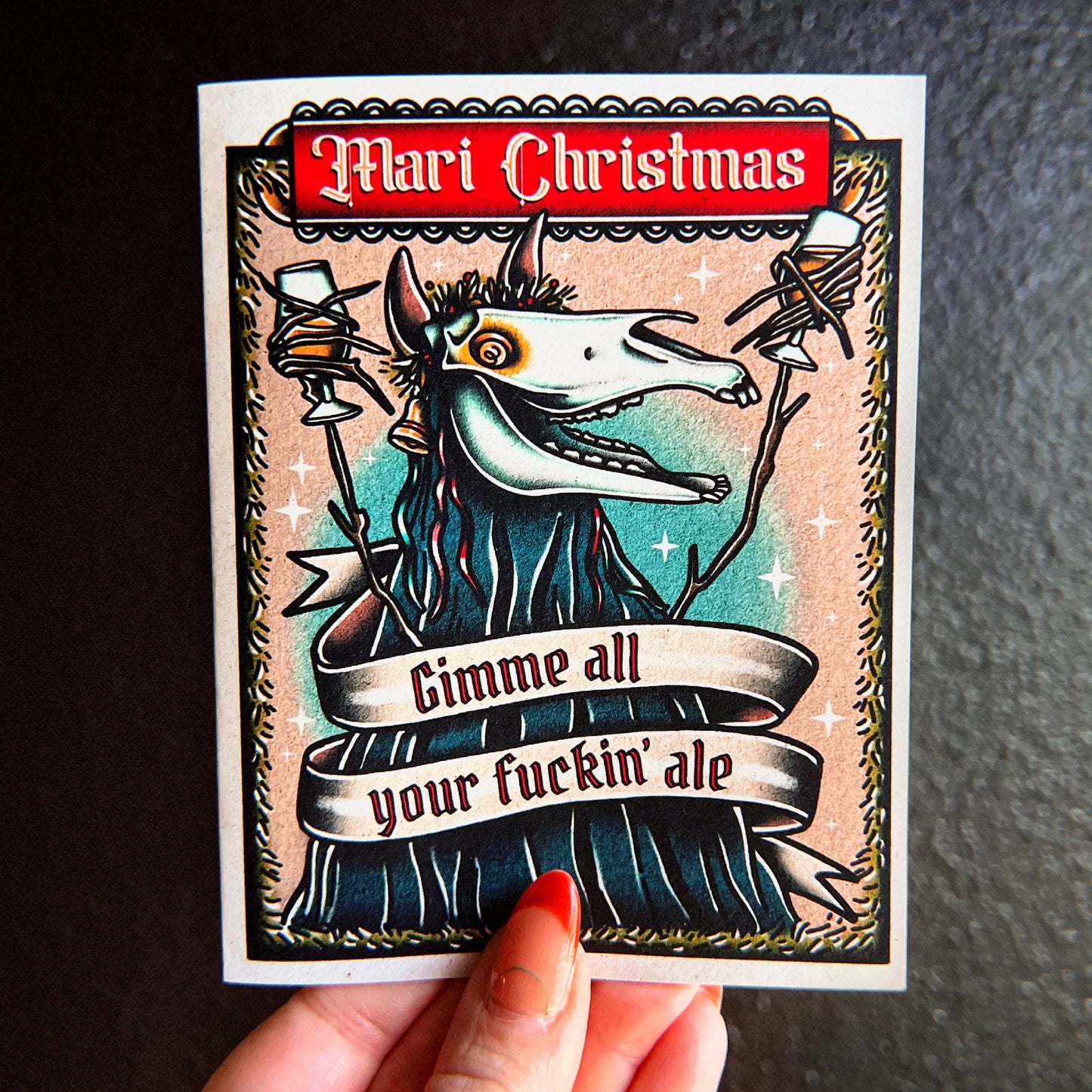 Christmas Cryptids A2 Folded Greeting Card