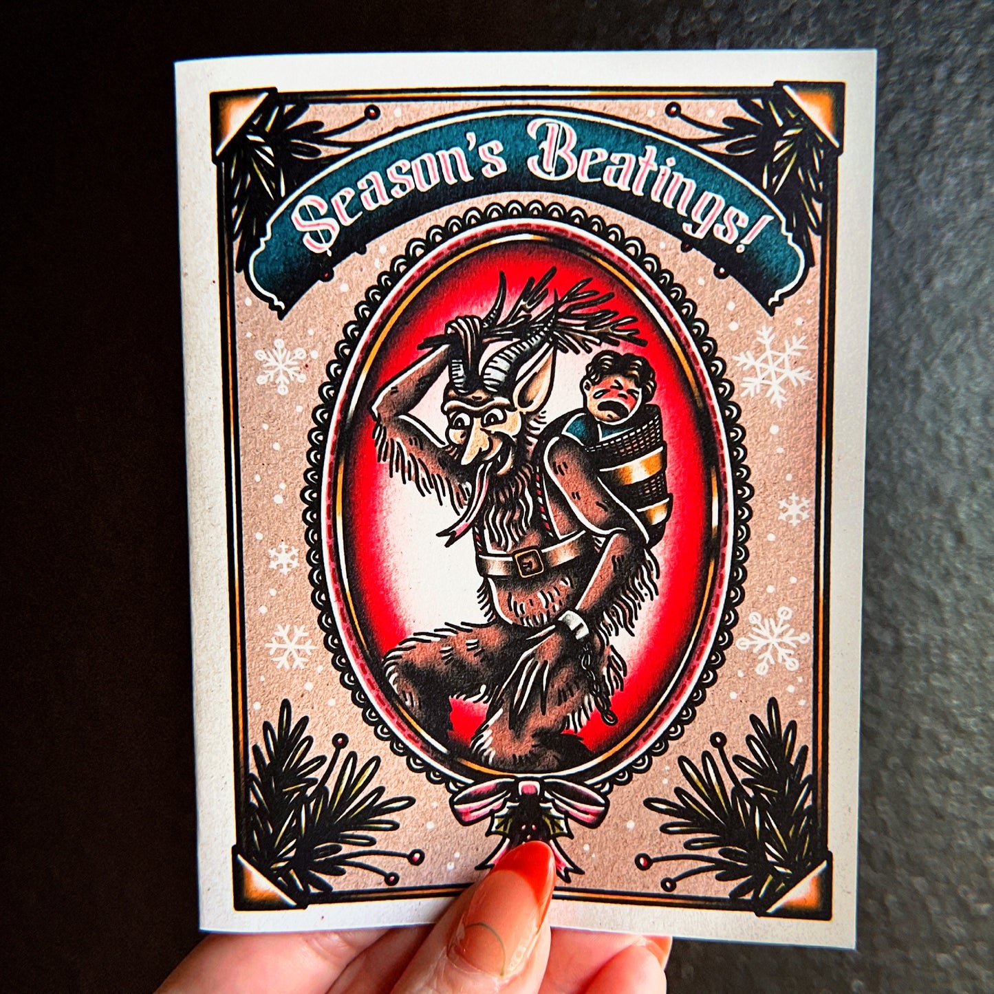 Christmas Cryptids A2 Folded Greeting Card