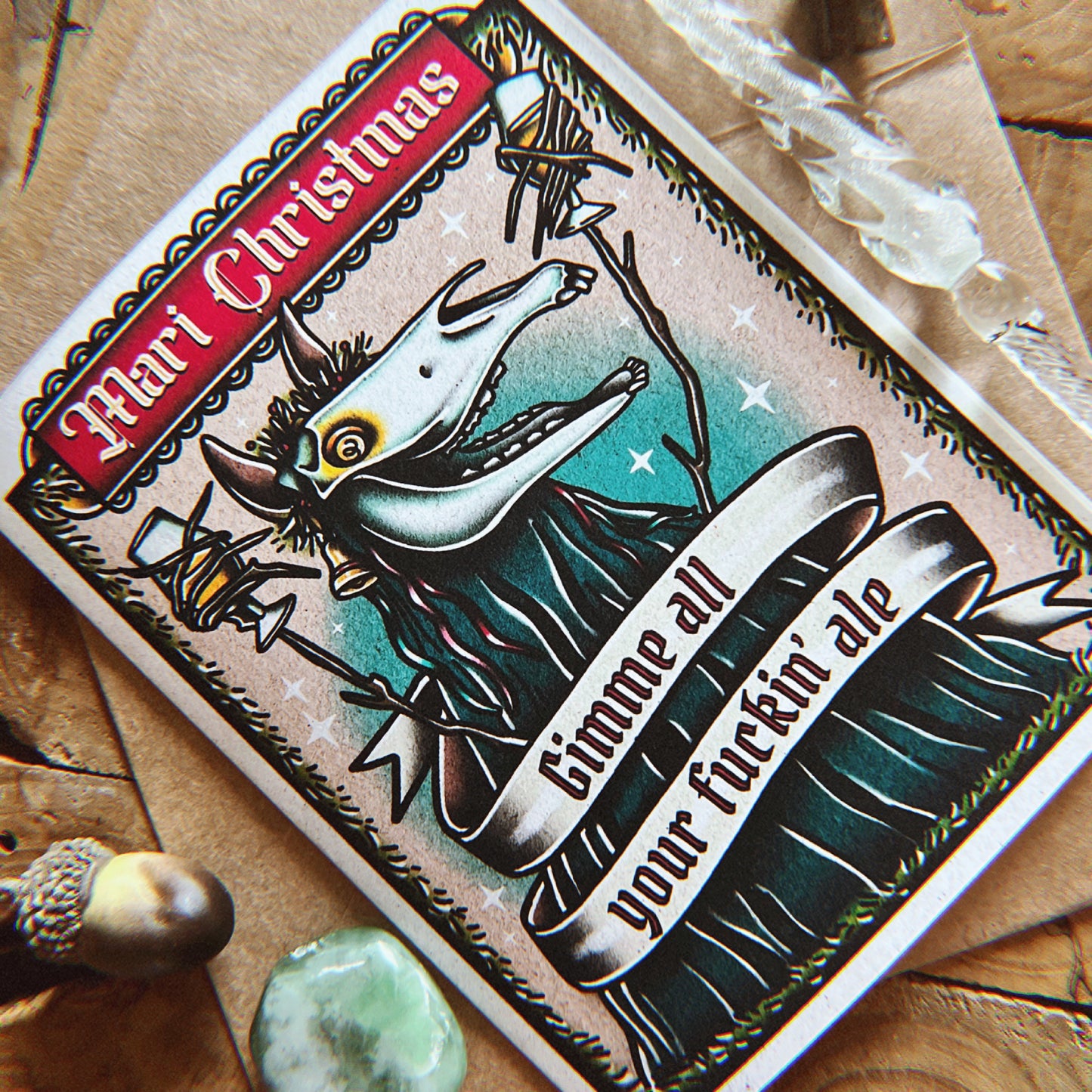 Christmas Cryptids A2 Folded Greeting Card