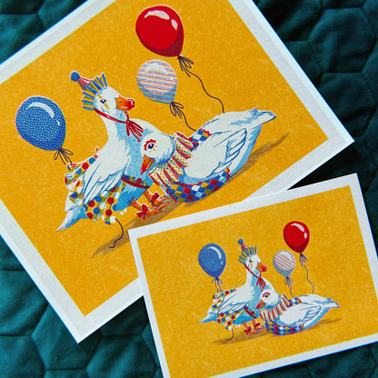 Clown Ducks Art Print - Multiple Size and Style Options