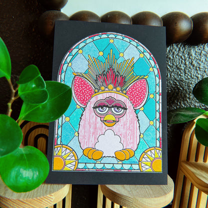 Celestial Furby Stained Glass Art Print - Multiple Style and Size Options