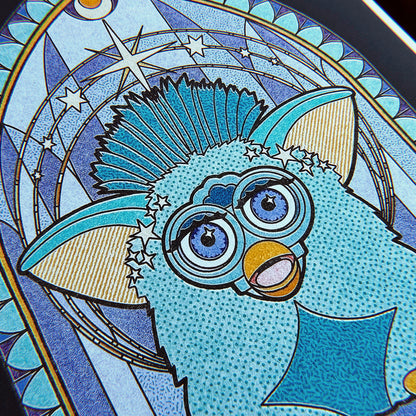 Celestial Furby Stained Glass Art Print - Multiple Style and Size Options