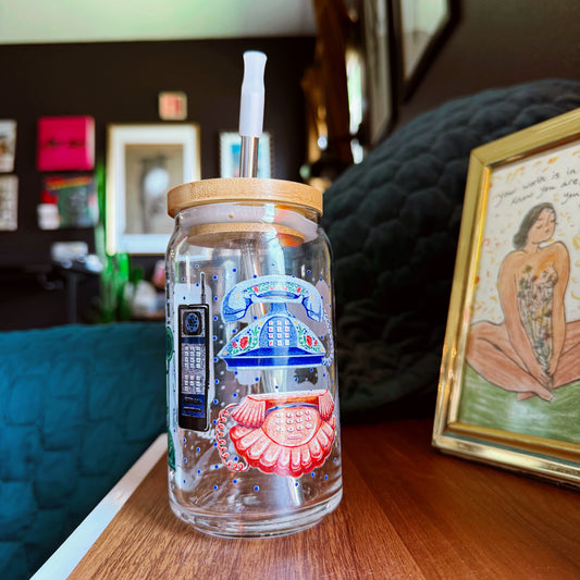 Vintage Phones Glass Tumbler