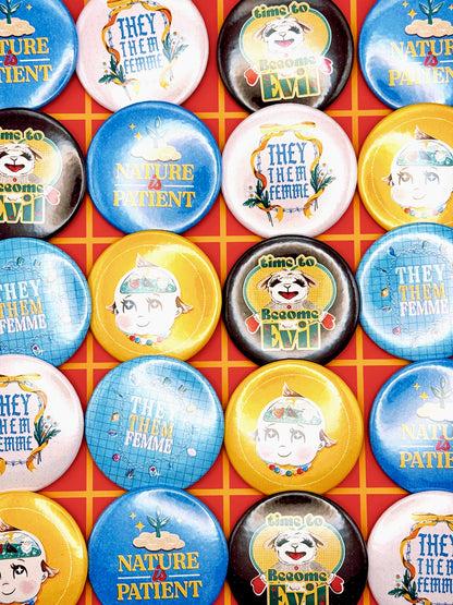 They Them Femme Button Badge - Multiple Styles Available