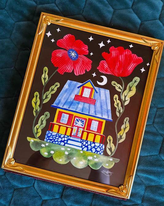 Sunday - Framed Ink Painting