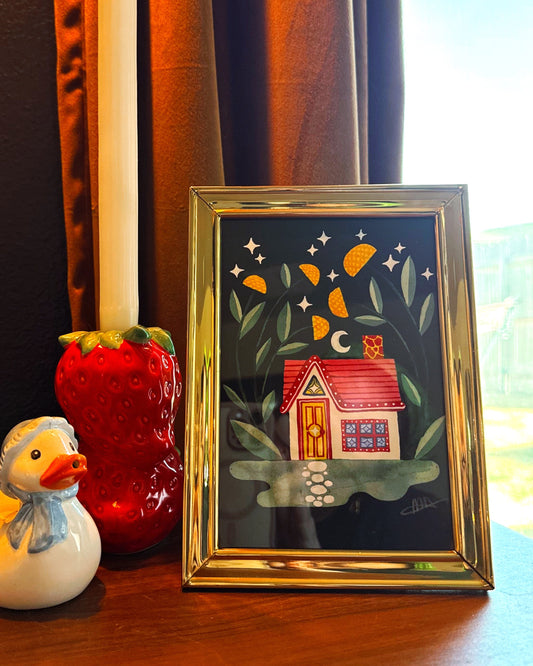 Saturday - Framed Ink Painting