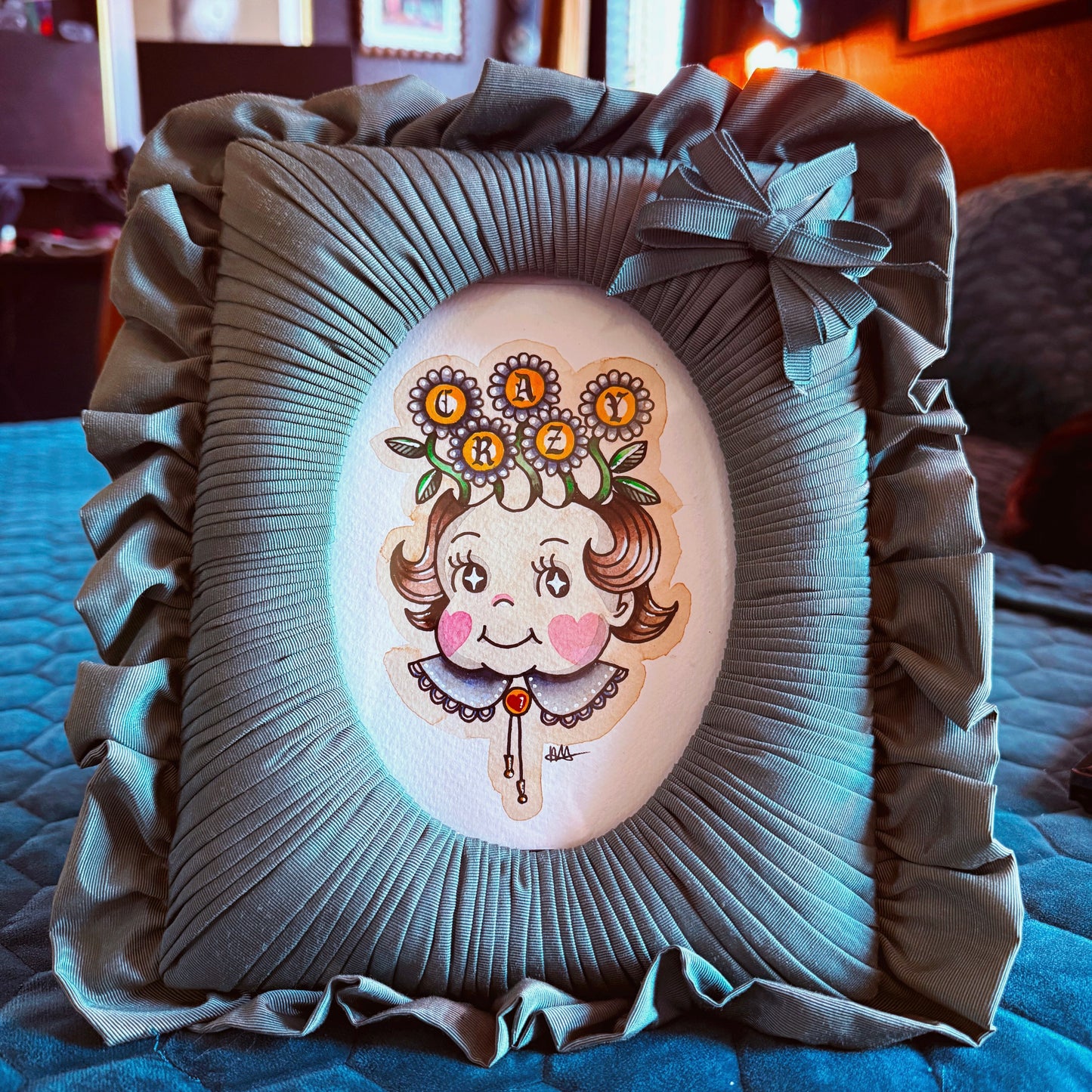 Crazy Daisies - Framed Ink Painting