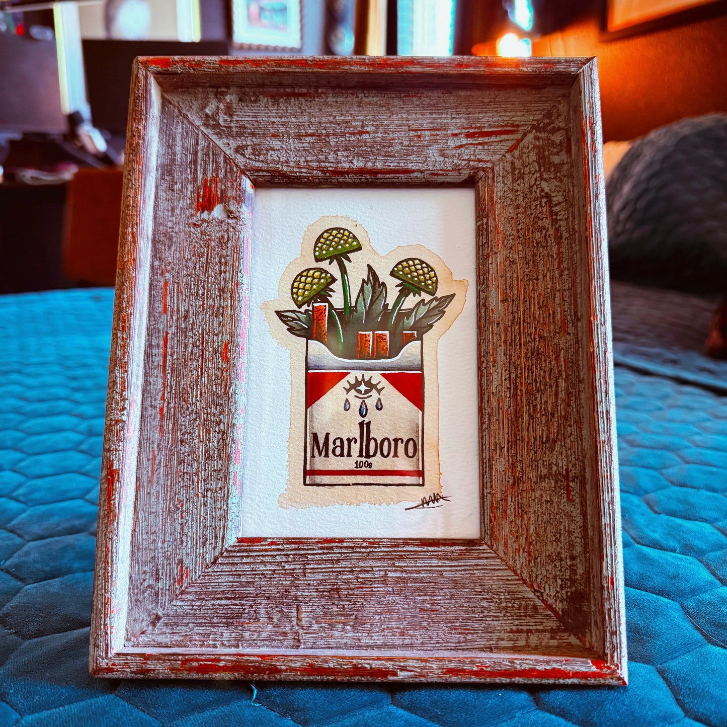 They Don't Count When Your Heart Is Broken - Framed Ink Painting