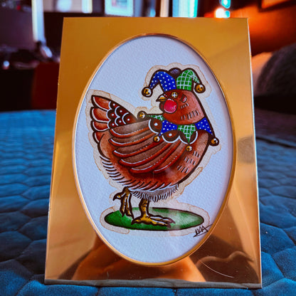 Country Clown - Framed Ink Painting