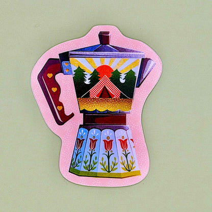 Campsite Moka Pot - Sticker