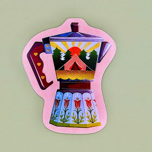 Campsite Moka Pot - Sticker
