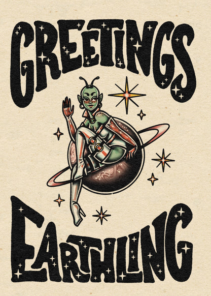 Alien Babe Greeting Cards