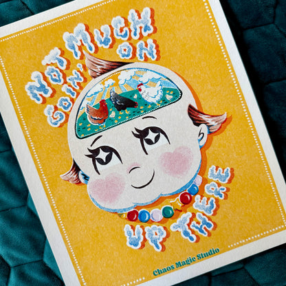Head Full of Chickens Art Print - Multiple Sizes Available