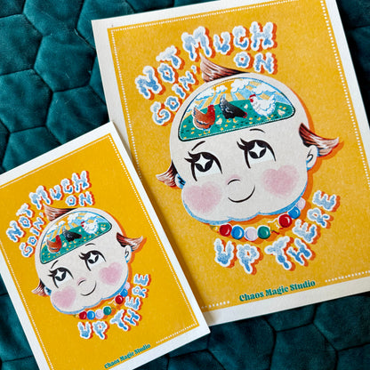 Head Full of Chickens Art Print - Multiple Sizes Available