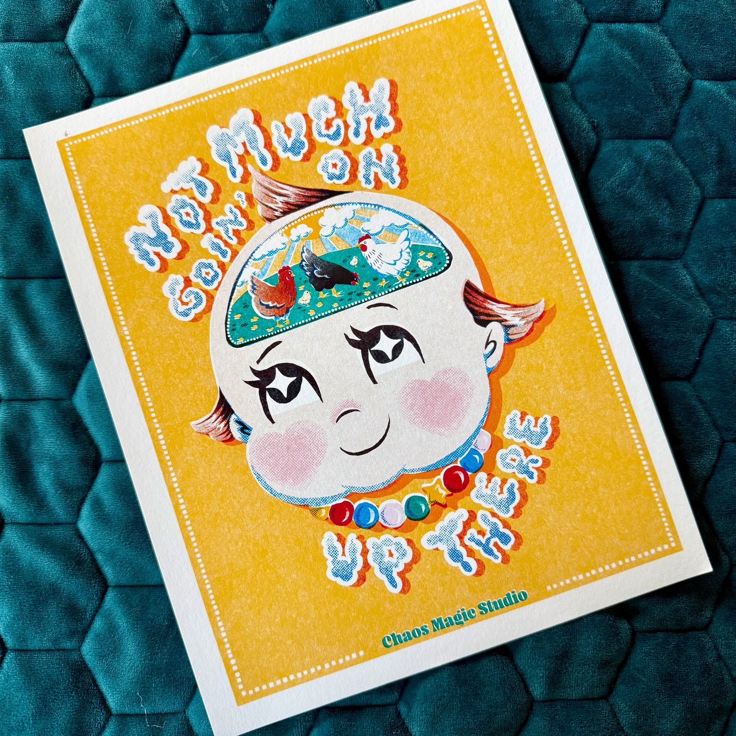 Head Full of Chickens Art Print - Multiple Sizes Available