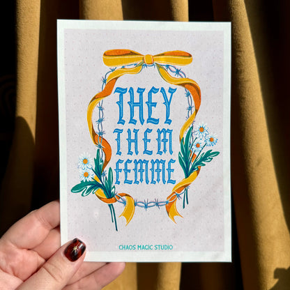 They Them Femme Art Print - Multiple Sizes and Styles Available