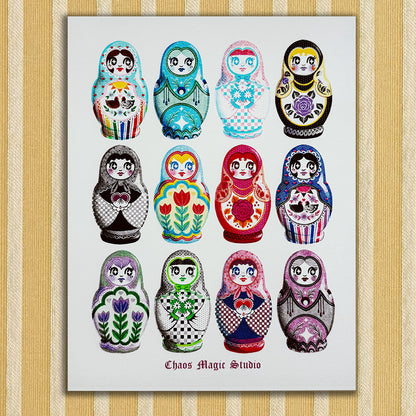 Pride Flag Nesting Dolls 11x14 Art Print